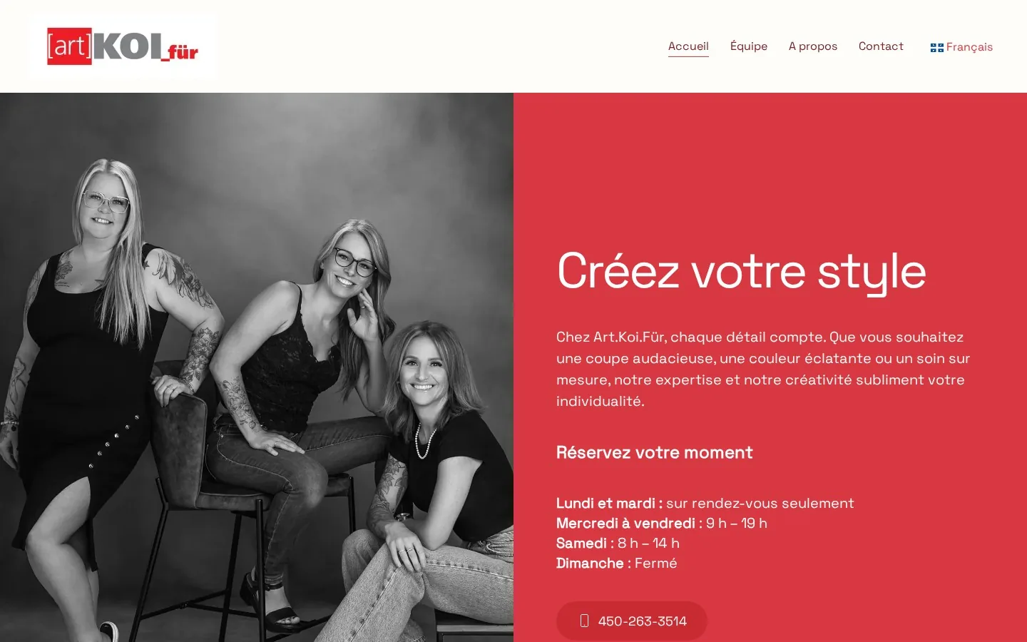 Design site web bilingue pour Art Koi Fur — salon spécialisé avec galerie de réalisations